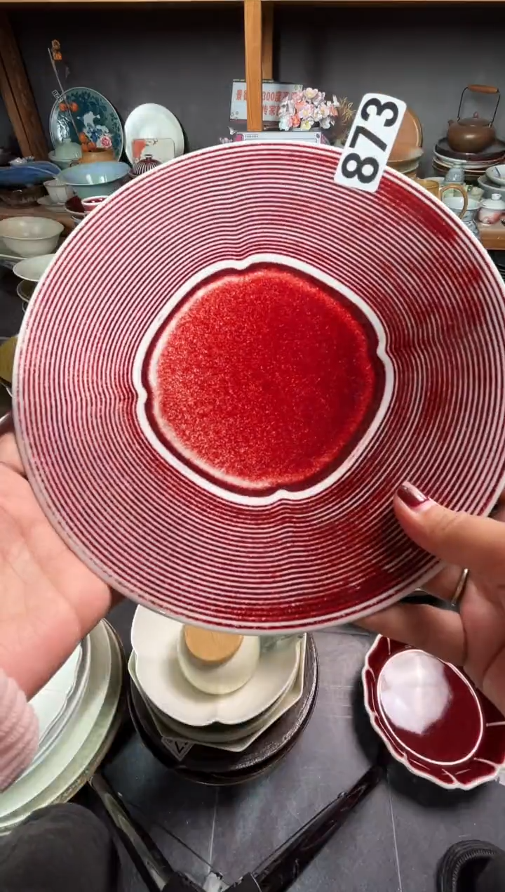 瓷片L****鱼873郎红刻刀开窗碟