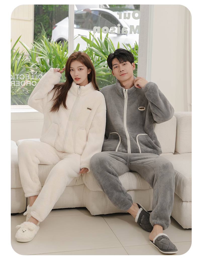 保暖休闲可外穿睡衣家居服套装情侣套装加厚冬款809