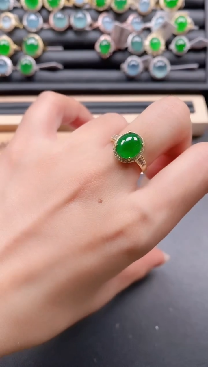 银S925镶嵌戒指翡翠111