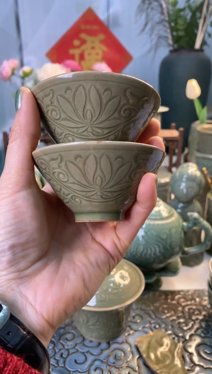 【闪购商品】TS036 莲纹斗笠微瑕 2只 片儿白