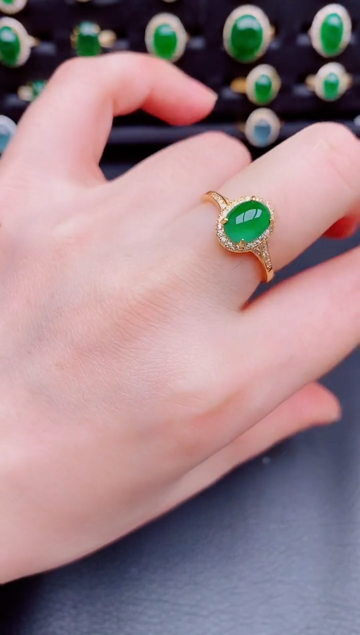 【闪购商品】翡翠戒指银S925镶嵌天然a货翡翠88