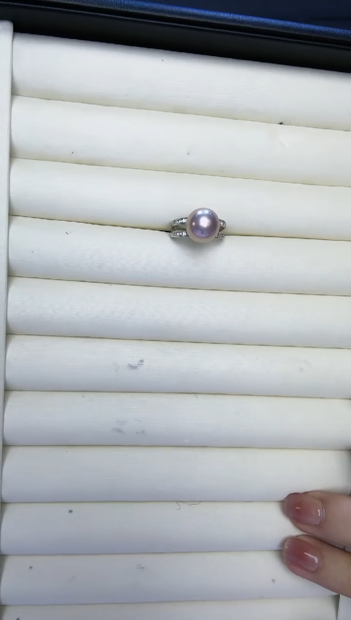 【闪购商品】淡水珍珠戒指银S925镶嵌SGYS双环紫珠戒指