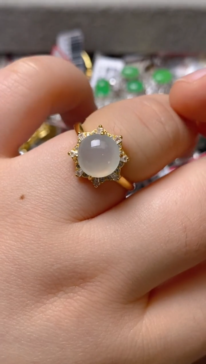 银S925镶嵌戒指翡翠百内无证书