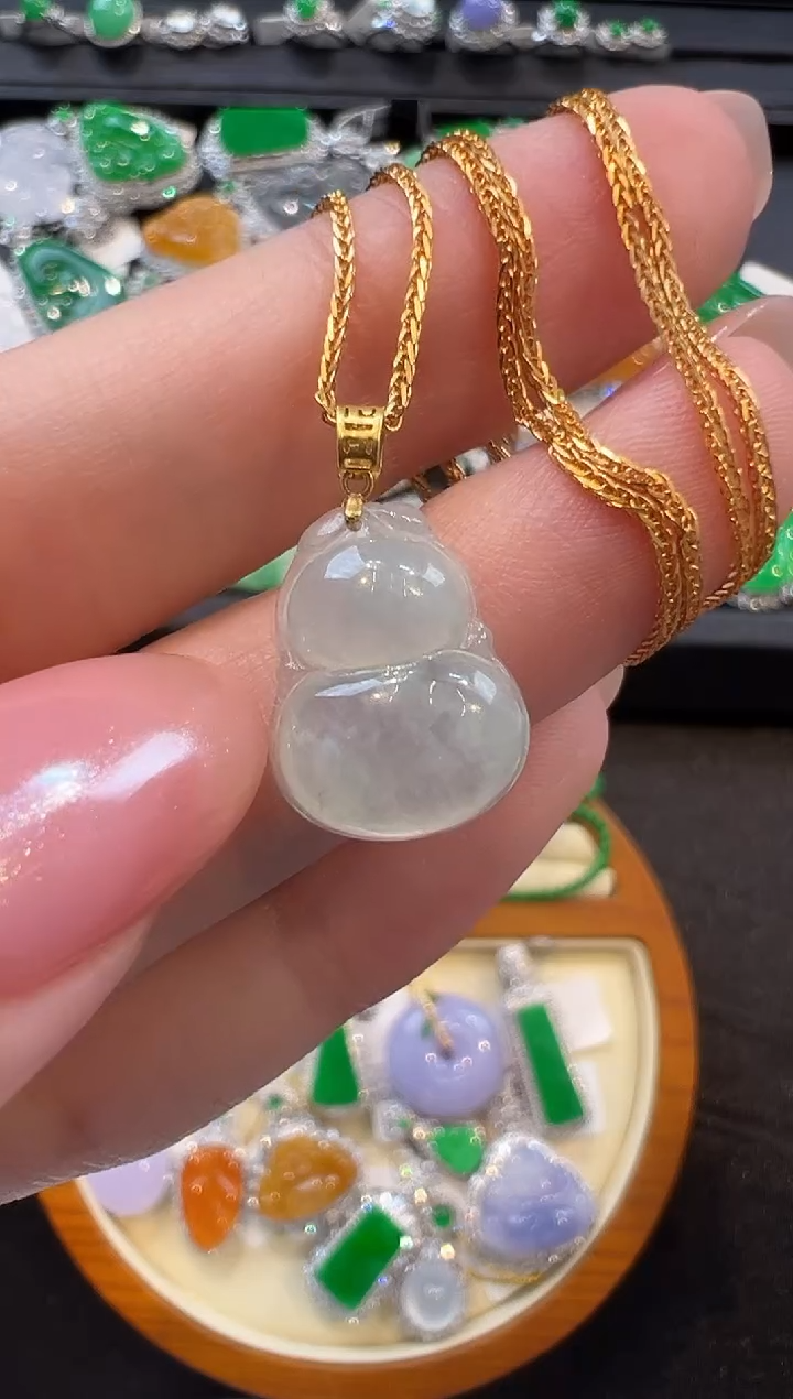 翡翠18K金镶嵌吊坠(不含链)吊坠