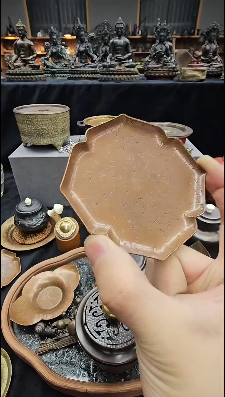 姜造紫铜杯垫茶托，两款超值福利款