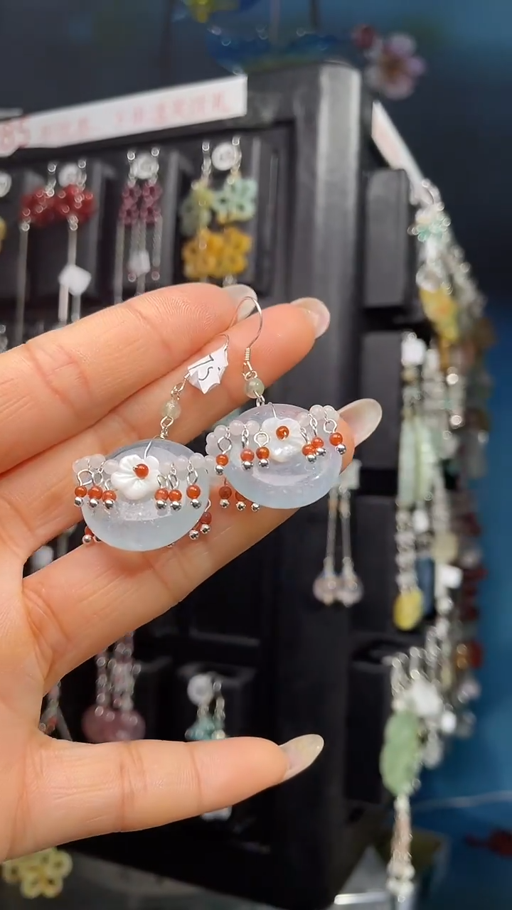 银S925镶嵌耳饰紫晶紫*兰 紫罗兰