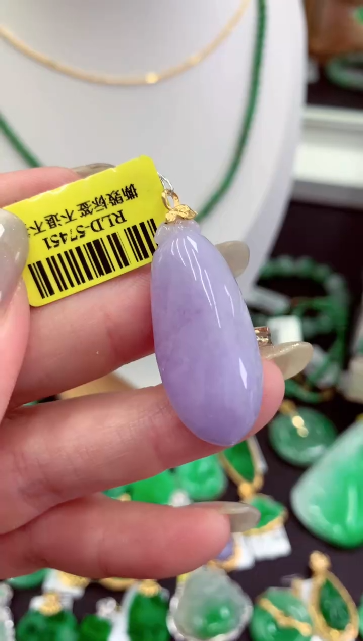 翡翠18K金镶嵌吊坠(不含链)挂件