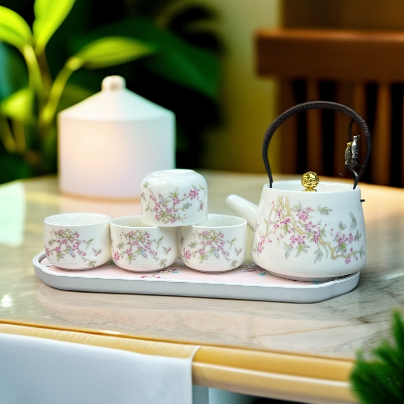 紫藤花中式复古一壶四杯带盘