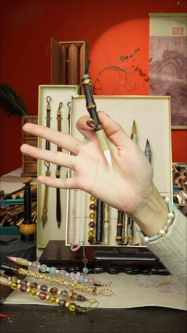 343号闪孤品高货毛笔链接 清水试笔 蘸墨不退