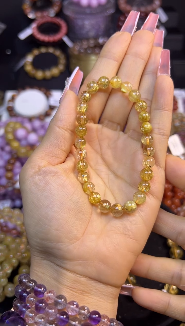 未镶嵌手串水晶金发晶7mm+