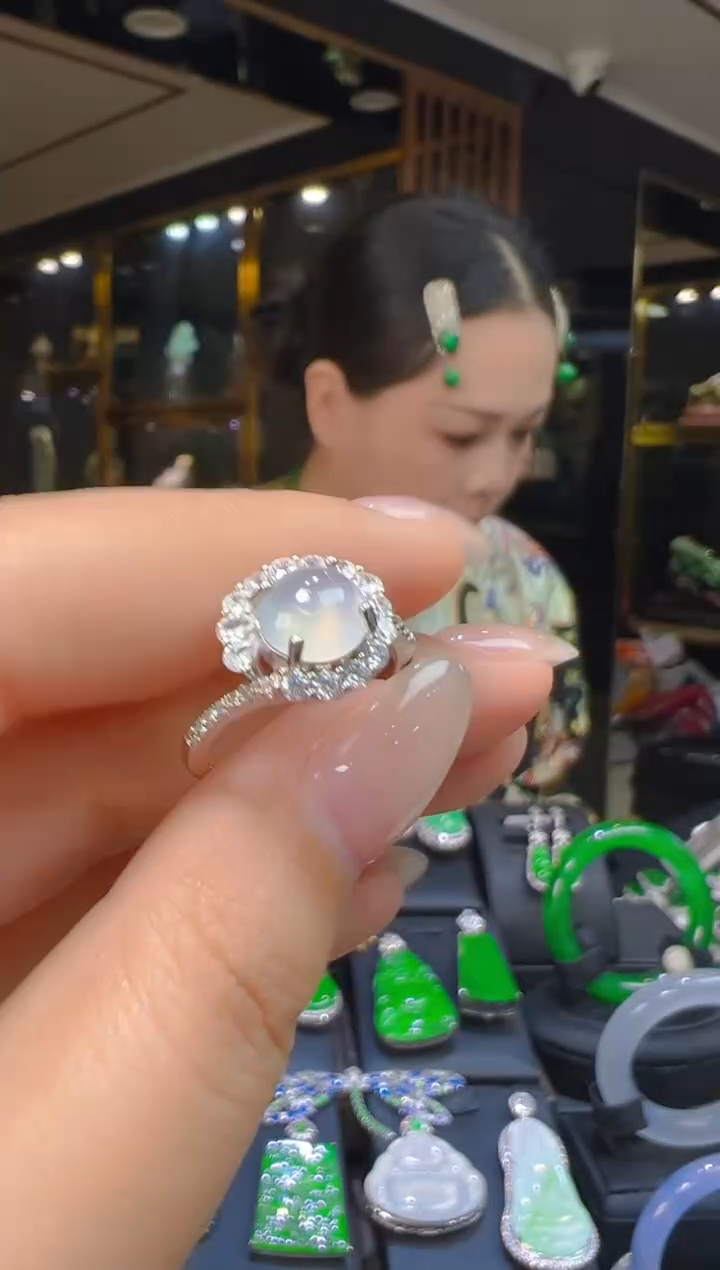 银S925镶嵌戒指翡翠028   