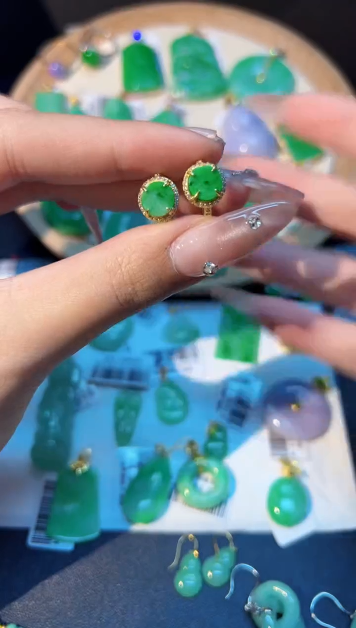 【闪购商品】翡翠耳饰银S925镶嵌Y缅料A货/支持复检/一件