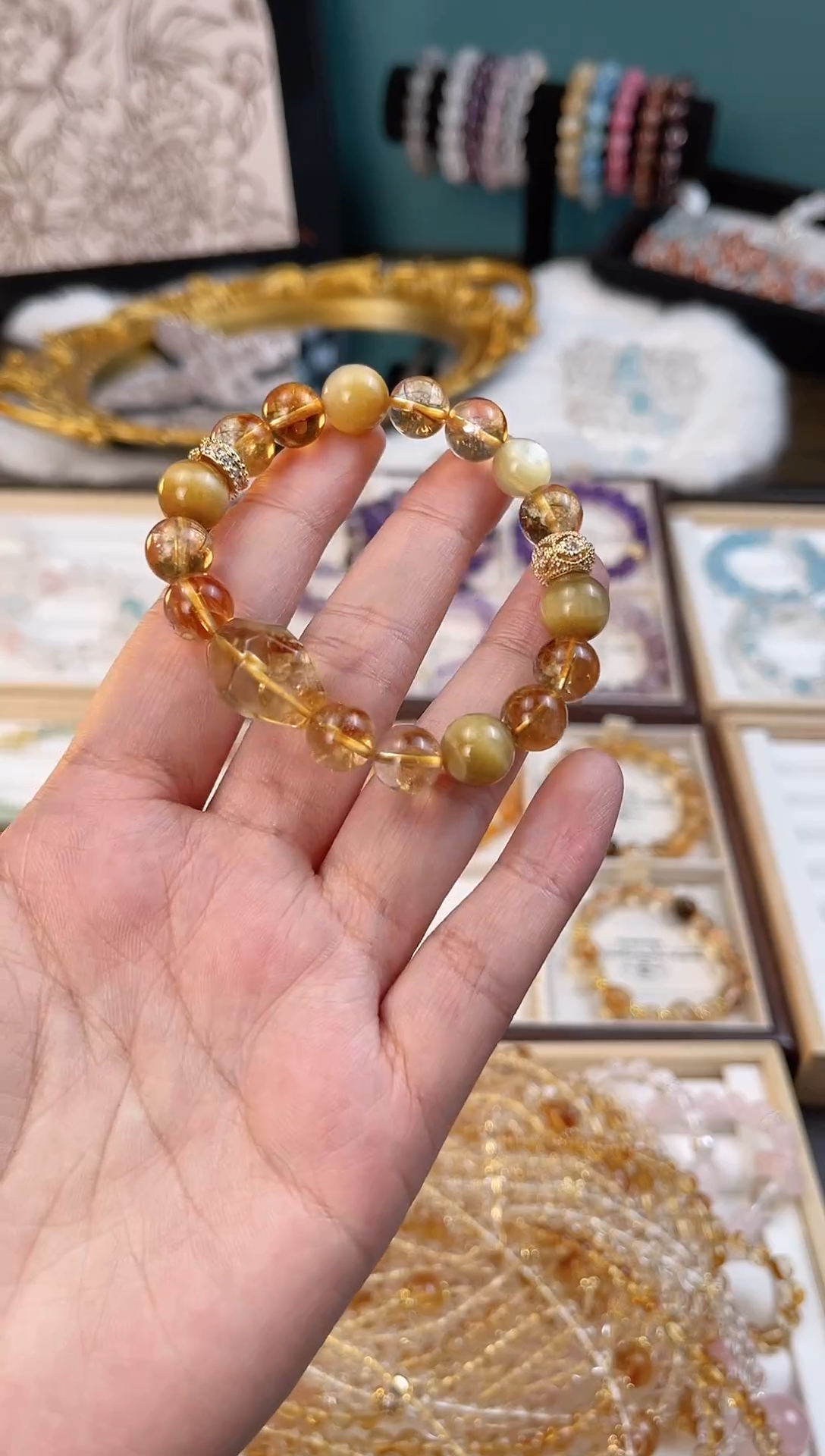 【闪购商品】水晶手串合金天然黄塔晶+金锂云姆+黄塔晶随形