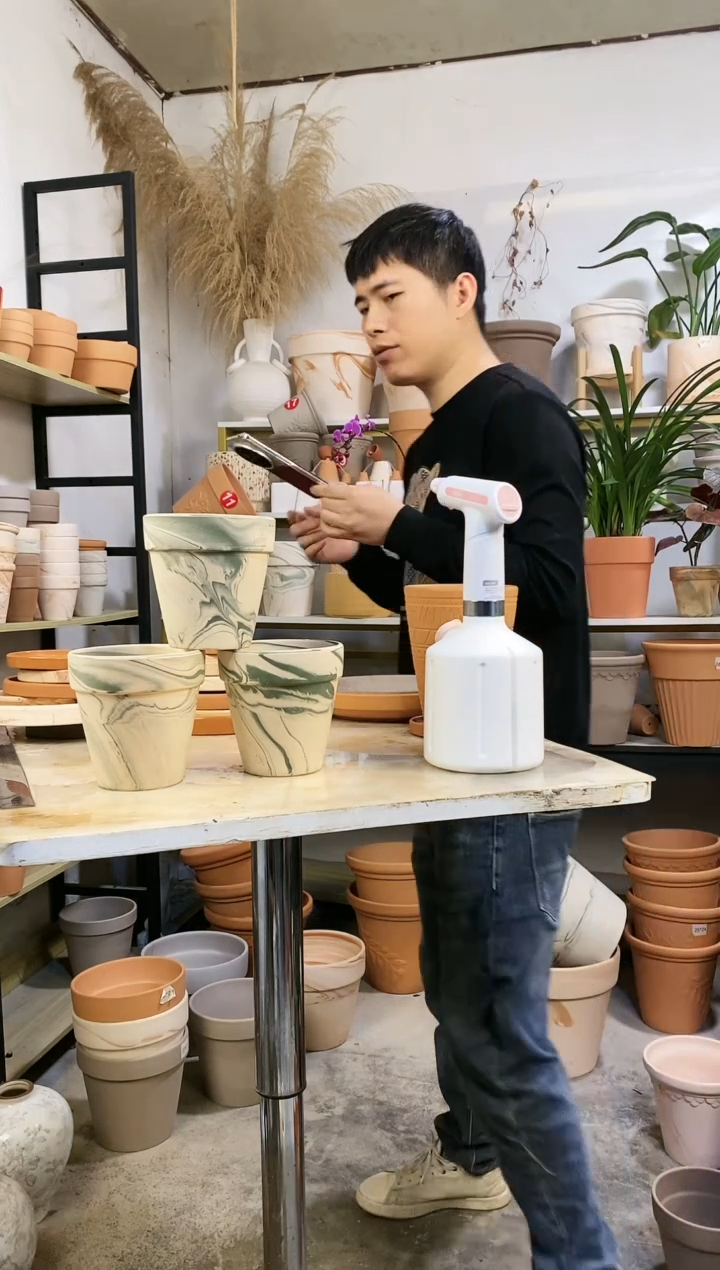 【闪购商品】红陶13*13绿白陶 3盆无托