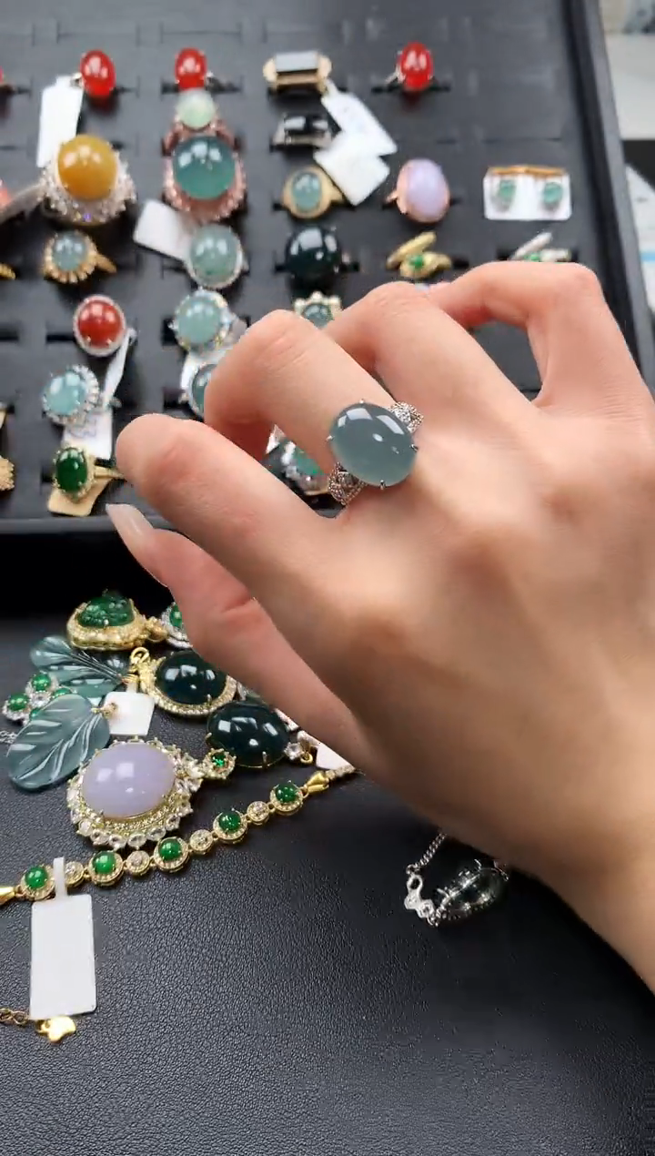 【闪购商品】翡翠戒指银S925镶嵌234342