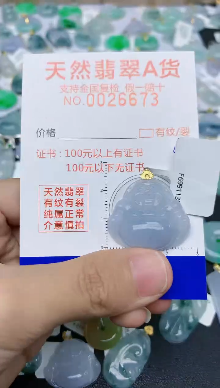 【闪购商品】翡翠颈饰18K金镶嵌天然翡翠A货    