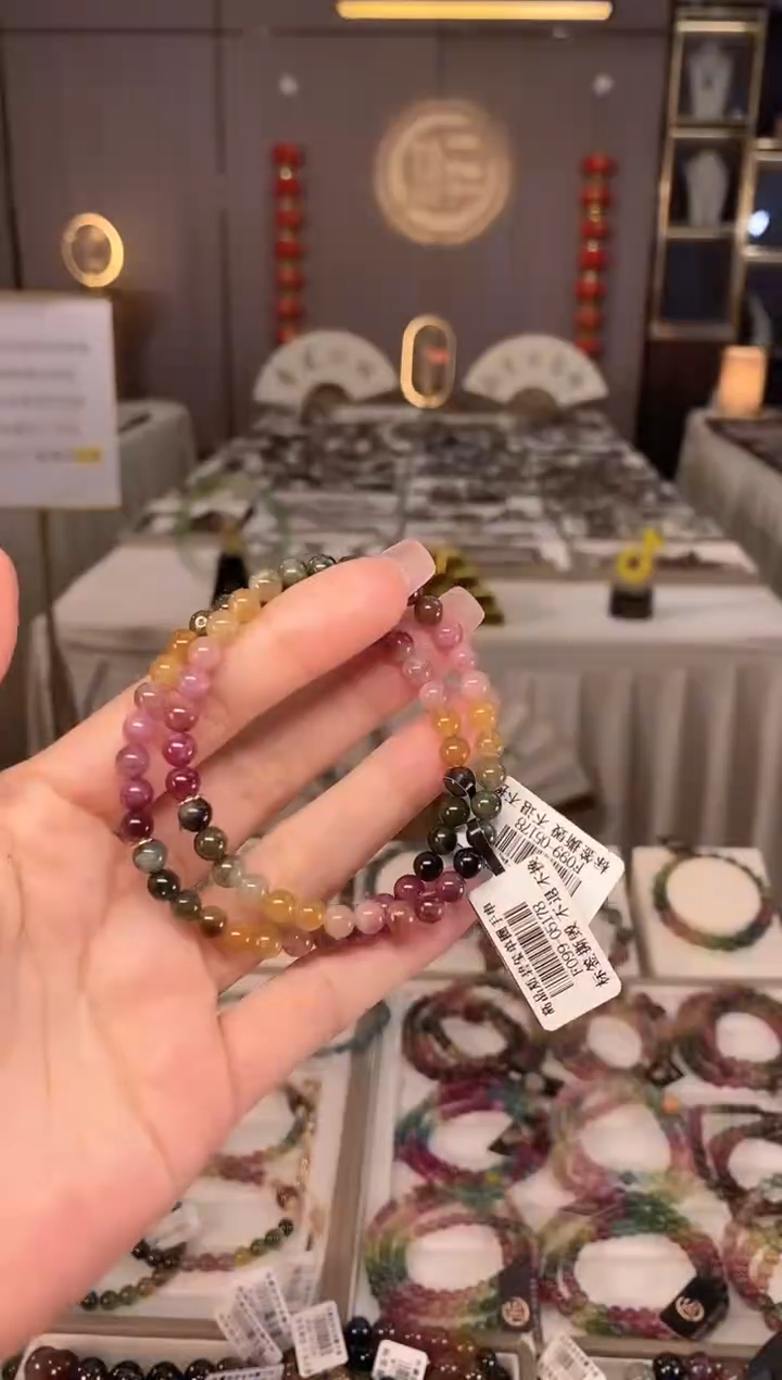 未镶嵌老矿碧玺彩虹单圈手串5mm+碧玺（多样性发一条）hon
