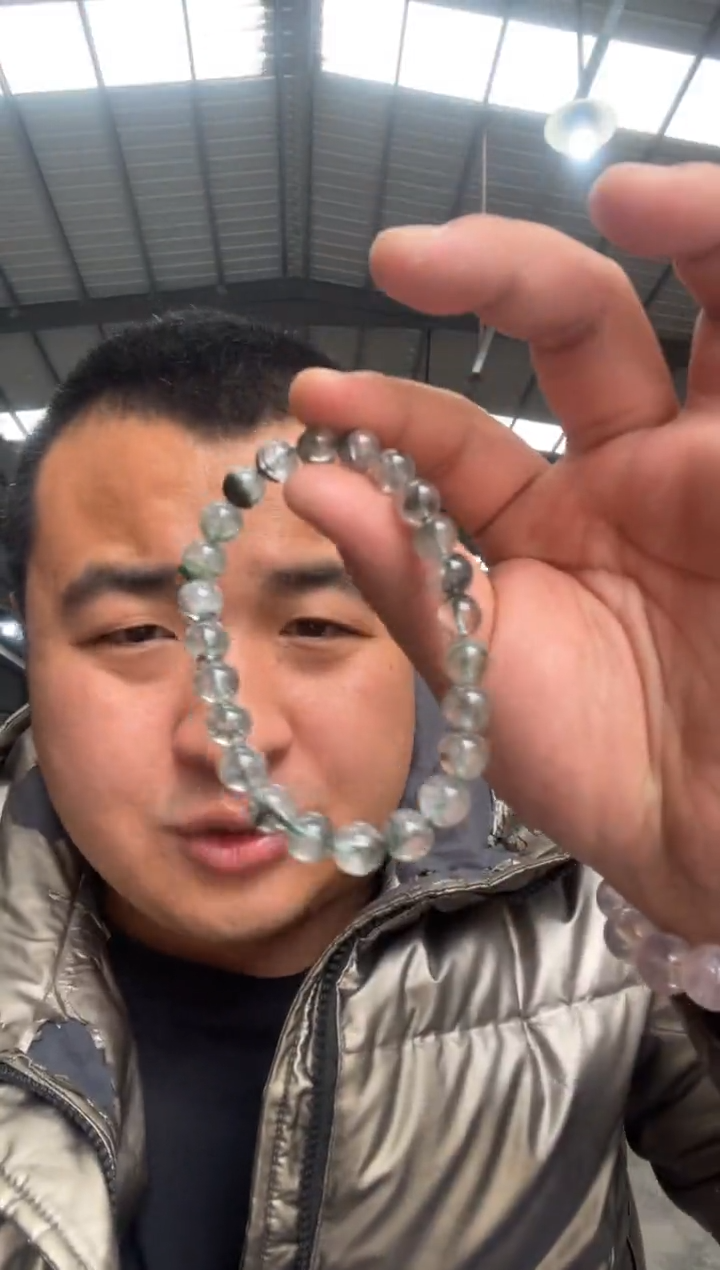 【闪购商品】水晶手串卡8mm未镶嵌天然绿幽灵手串拍2单99发1