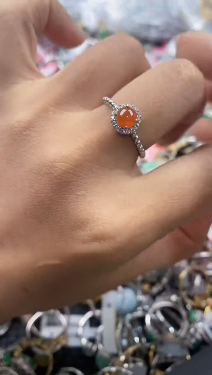 银S925镶嵌戒指翡翠10                 8