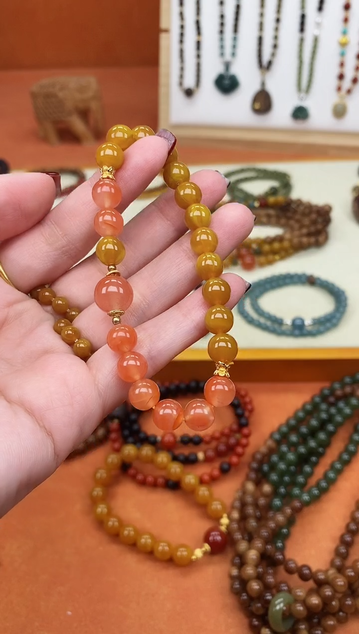 手链蜜蜡未镶嵌单圈蜜蜡冰飘南红手串