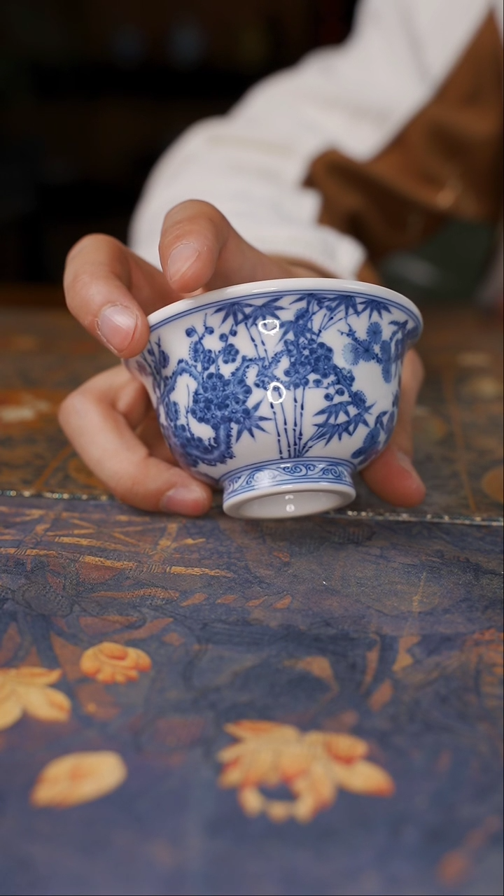 【闪购商品】杯沐茗古韵松竹梅压手杯