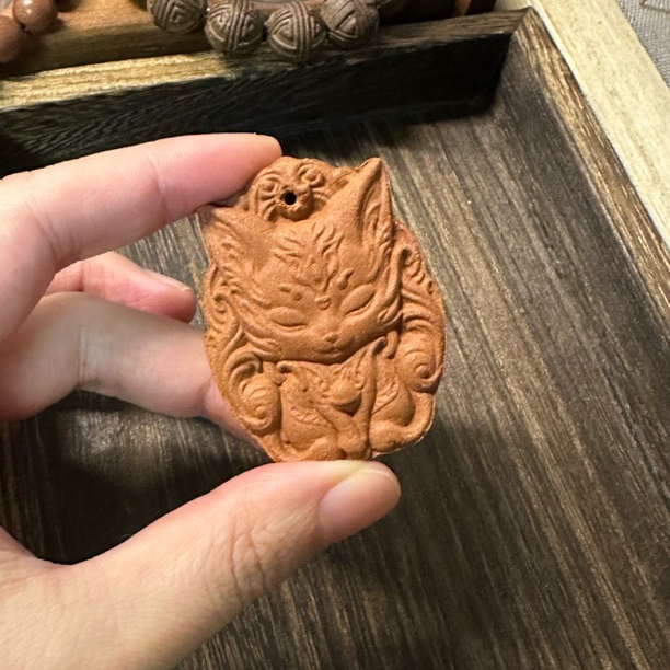 非金属木质吊坠 栀子甜香狐狸牌吊坠