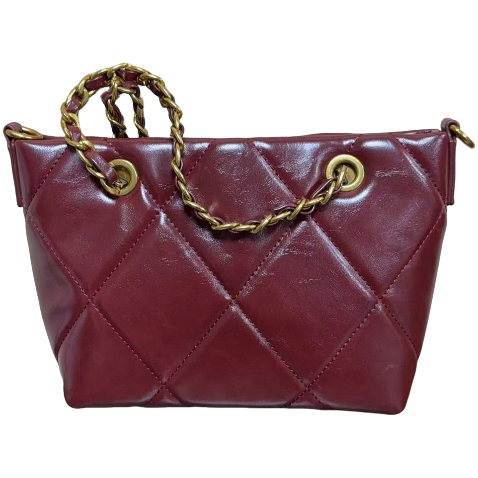 TOLEX2025新款手工时尚百搭链条腋下手提女包菱格小红色19cm