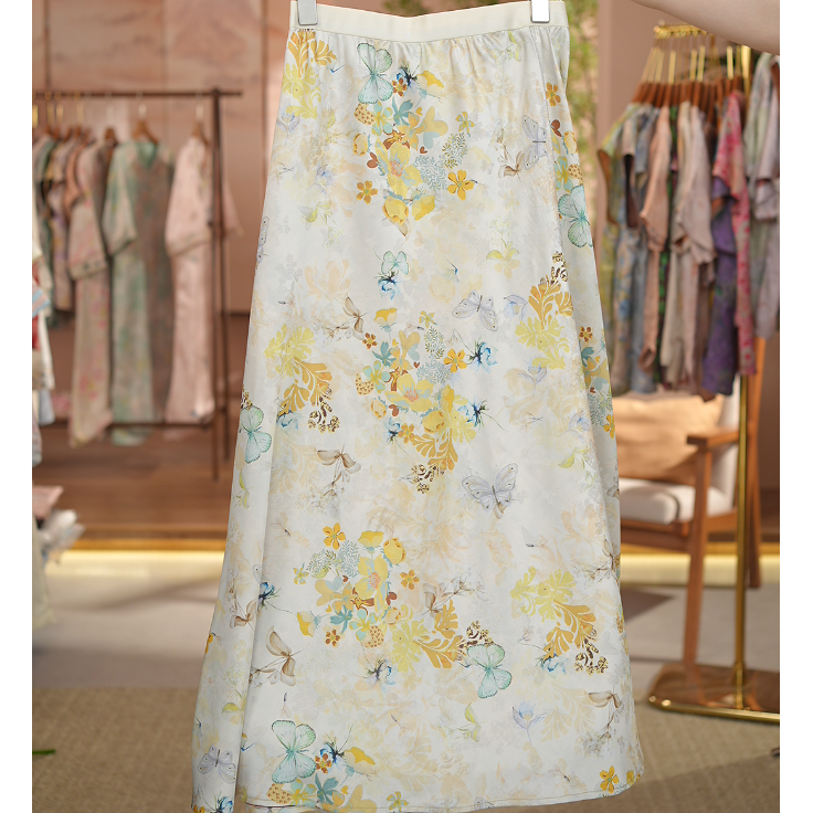 《漫山花开-半身裙》新中式提花国风时尚休闲透气高腰半身裙