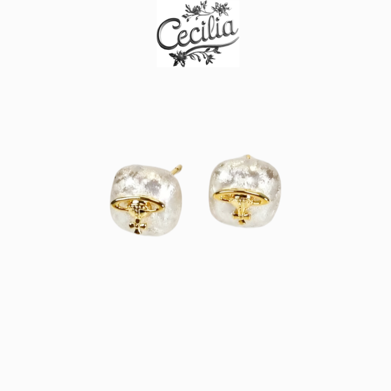 铜合金耳饰 Cecilia潮流星球方块耳环金饰点缀时尚高街百搭L-E12