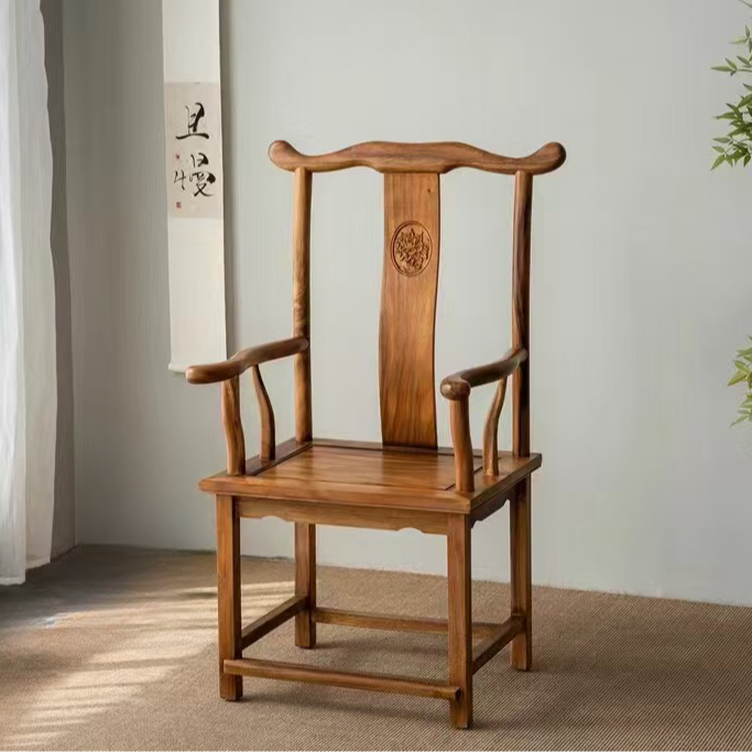 南美胡桃木新中式椅子实木榫卯结构圈椅官帽椅浩然客人椅扶手主椅