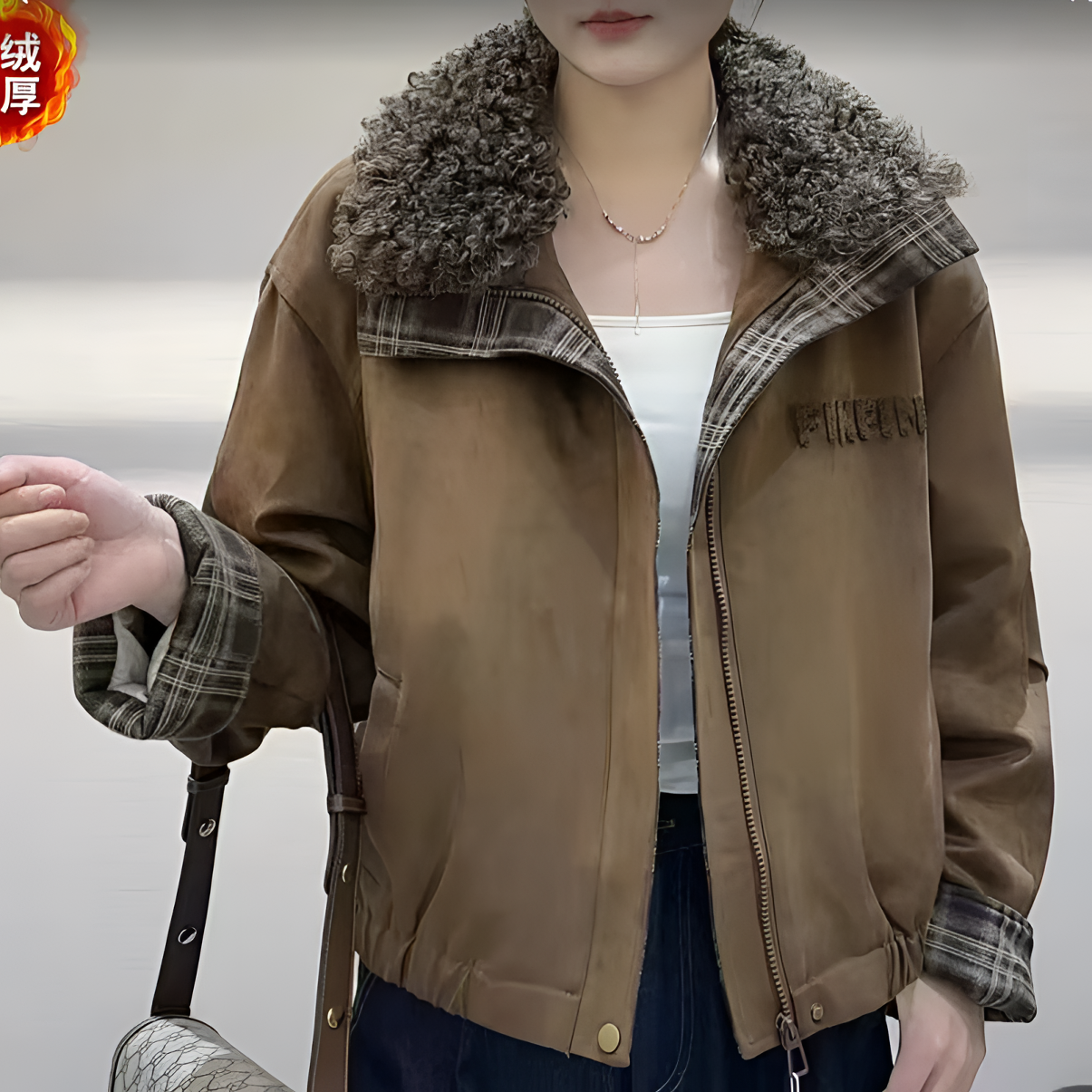 6056 女士派克服（咖领）