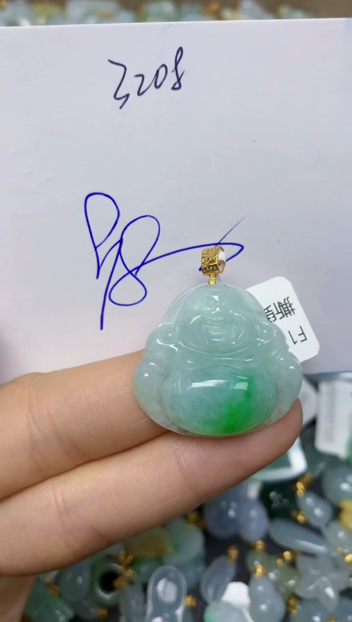 【闪购商品】翡翠挂件18K金镶嵌 天然翡翠A货