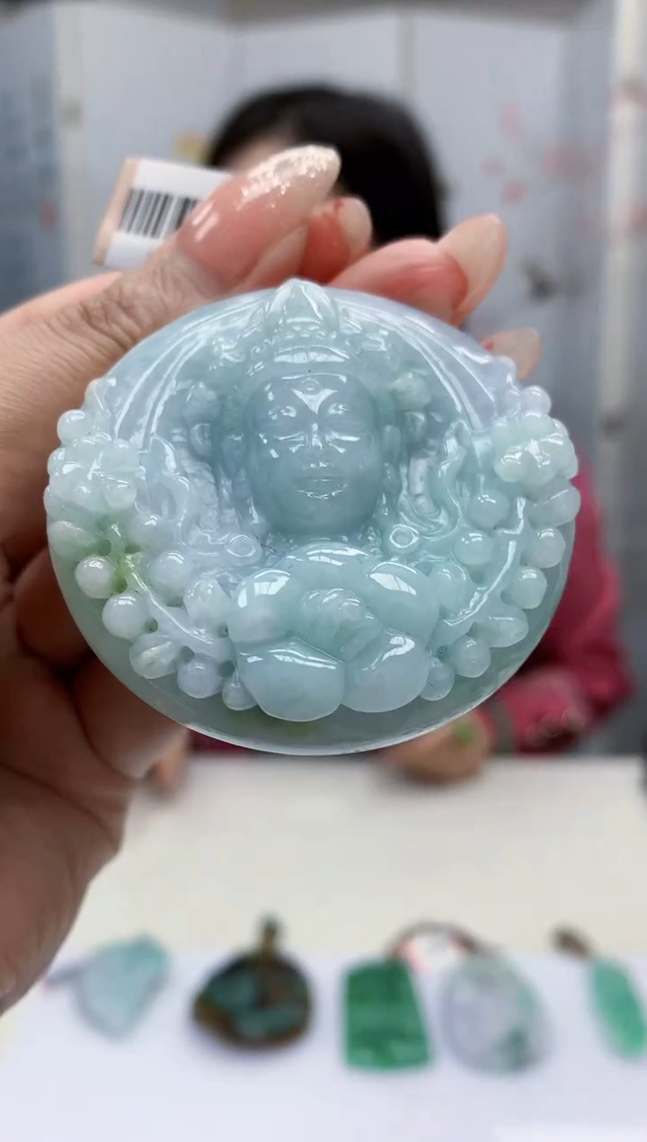 【闪购商品】定制翡翠未镶嵌4852MM-毛货挂件123