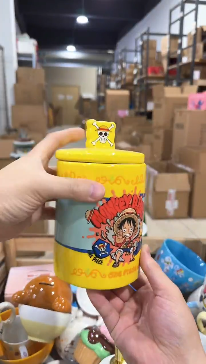 瓷片黄色海贼王收纳罐