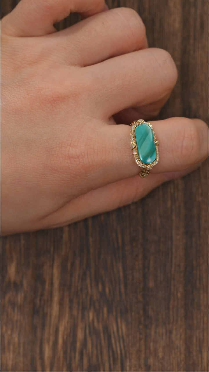 【闪购商品】绿松石戒指18K金镶嵌1