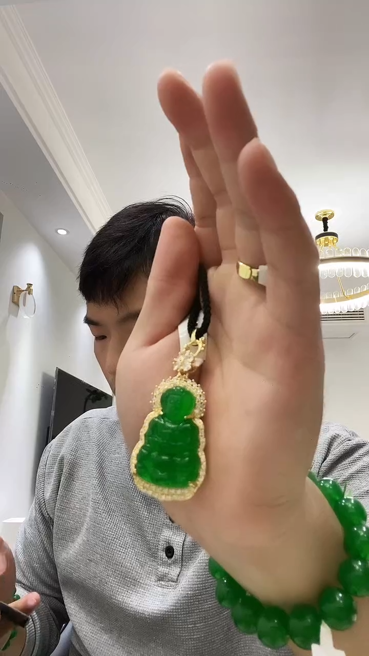 吊坠(赠链)14K金镶嵌翡翠D13