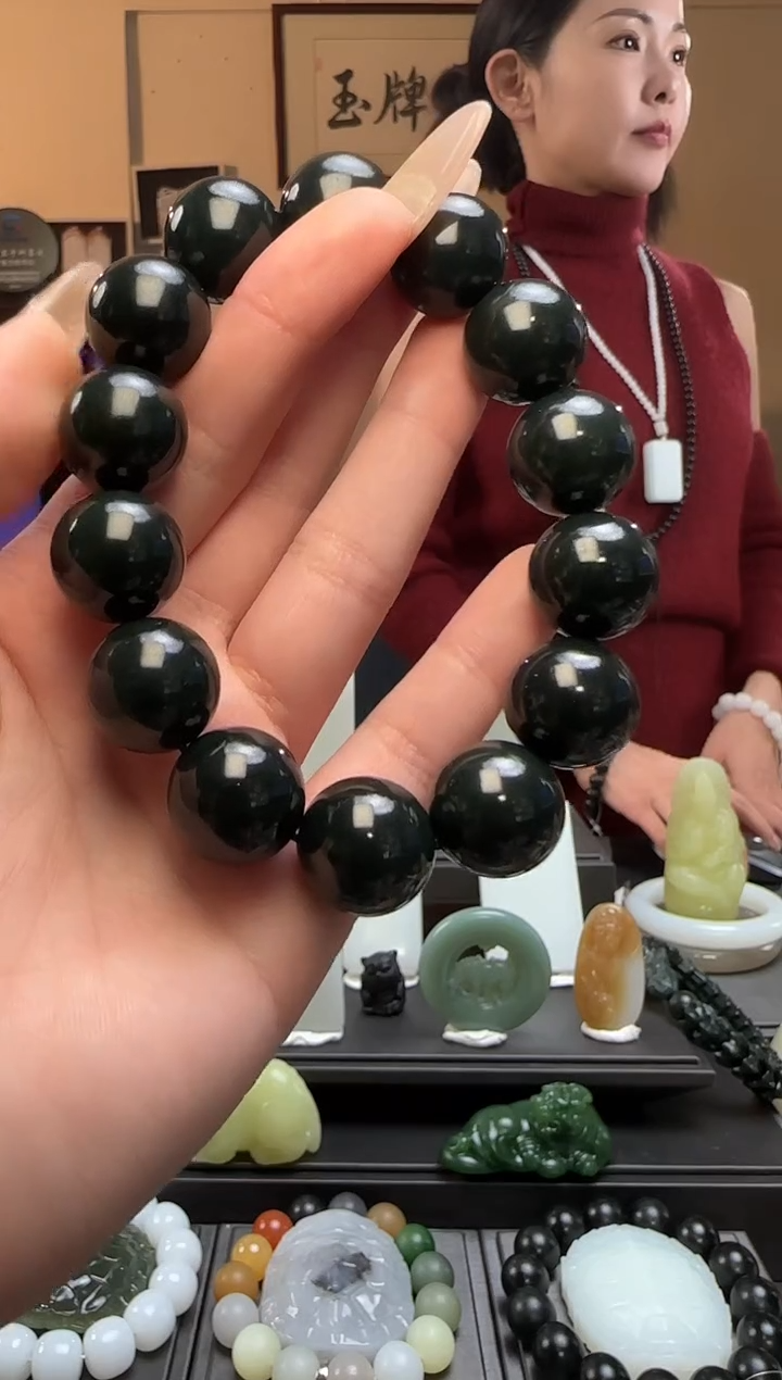 【闪购商品】和田玉青玉圆珠未镶嵌手串