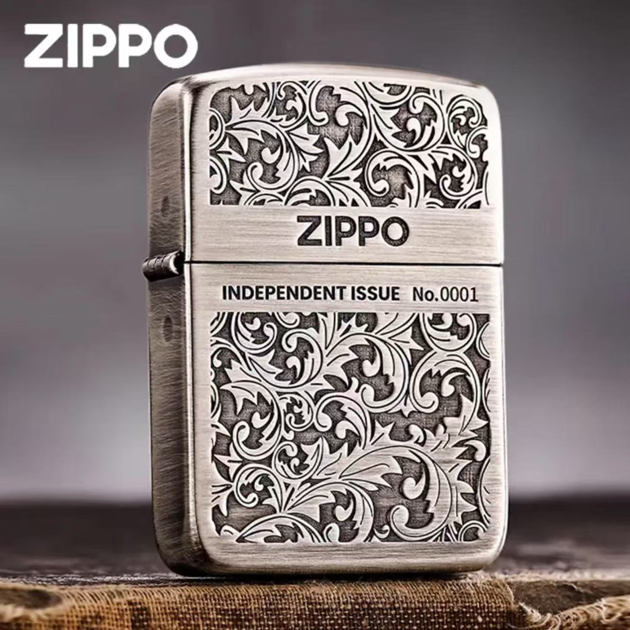 ZIPPO/之宝【军机唐草】古银复古做旧1941双面雕刻防风打火机DYX1H1