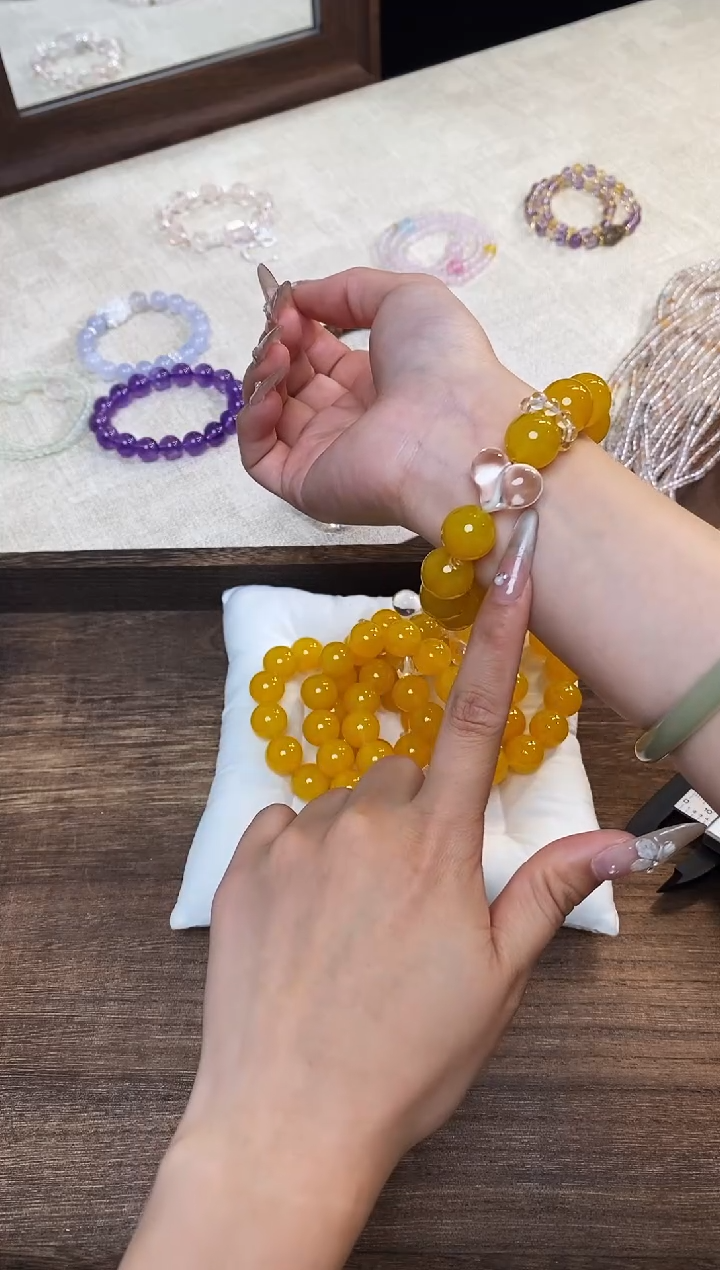 合金手链水晶13白水晶屁桃黄玛瑙设计多样性发一