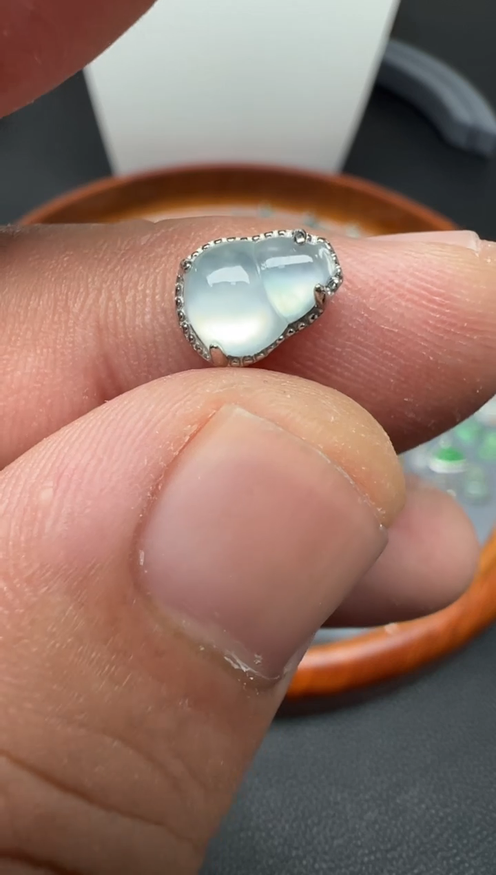 颈饰银S925镶嵌翡翠（8号）纯天然A货缅甸翡翠 葫芦潘多拉