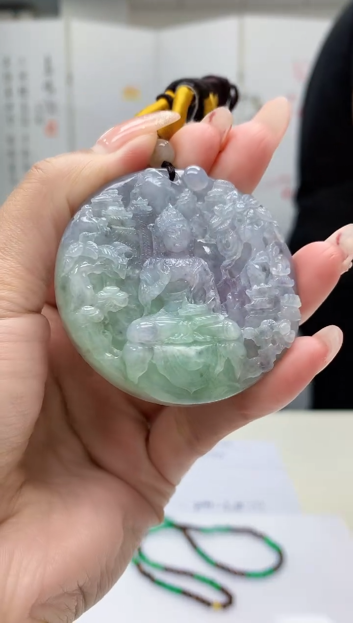 【闪购商品】定制翡翠未镶嵌4688MM-毛货挂件136赠珠链