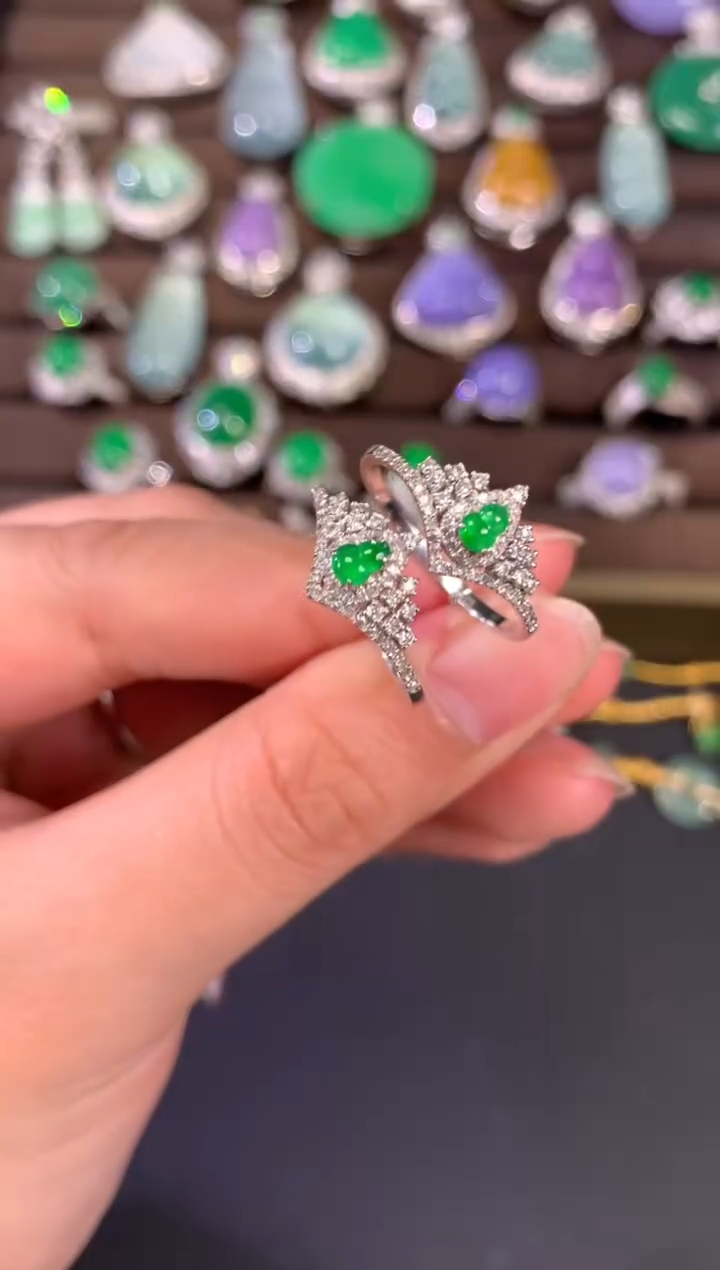 【闪购商品】翡翠戒指18K金镶嵌A745|(多样性发货）拍一发一