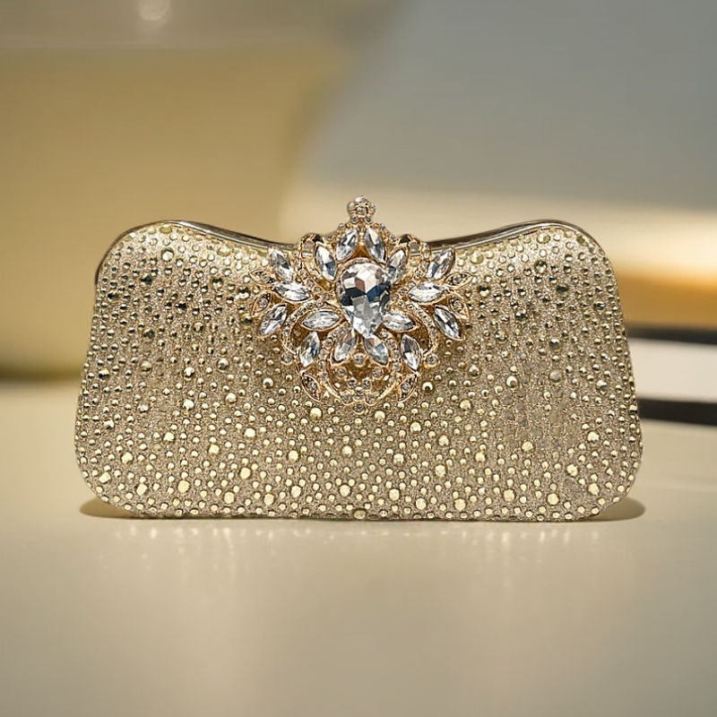 法系蓝涵《名流千金》轻奢镶嵌满钻晚宴包气质高档时尚水桶包女款