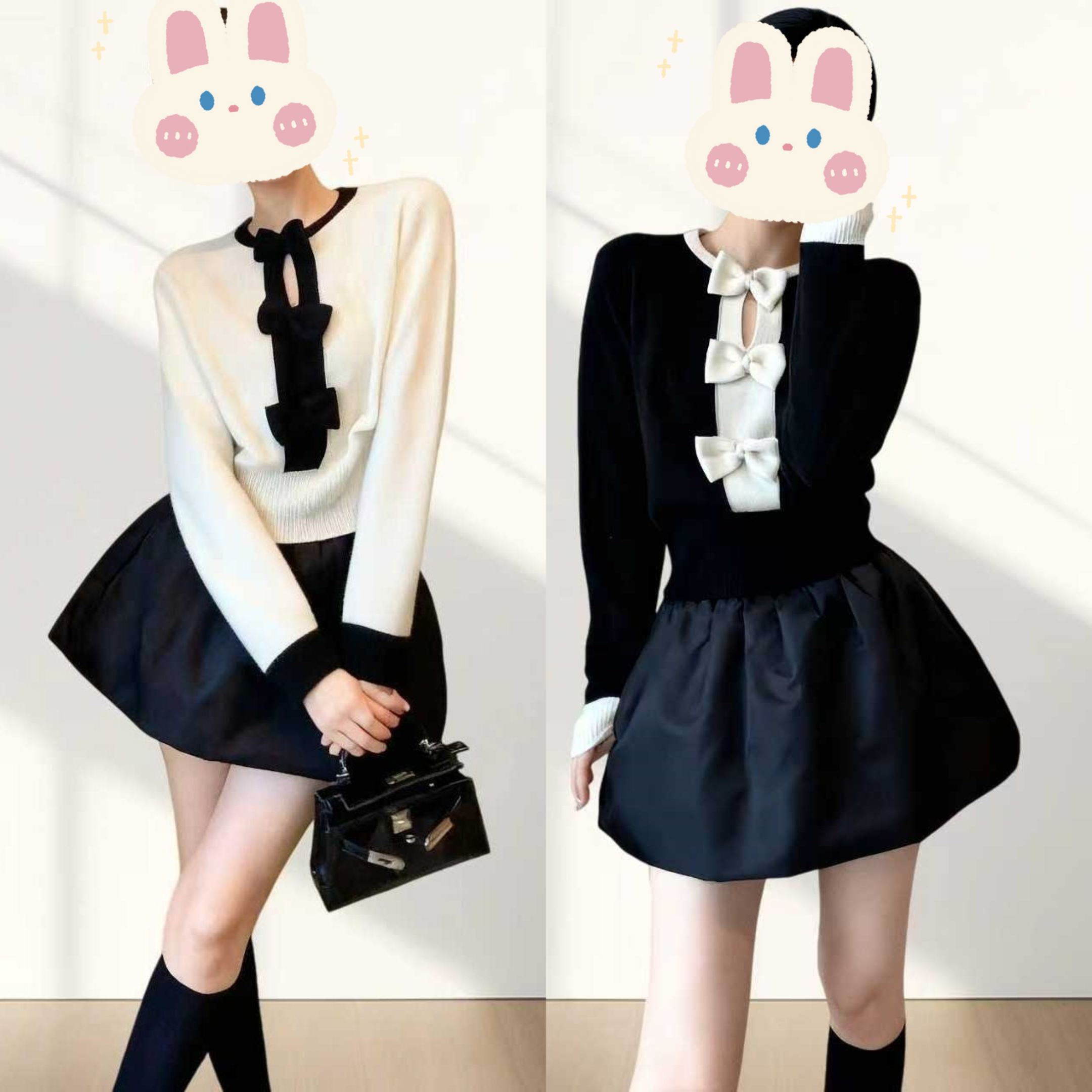 秋季气质显瘦设计感时尚针织衫+百搭韩版短裙BB50524