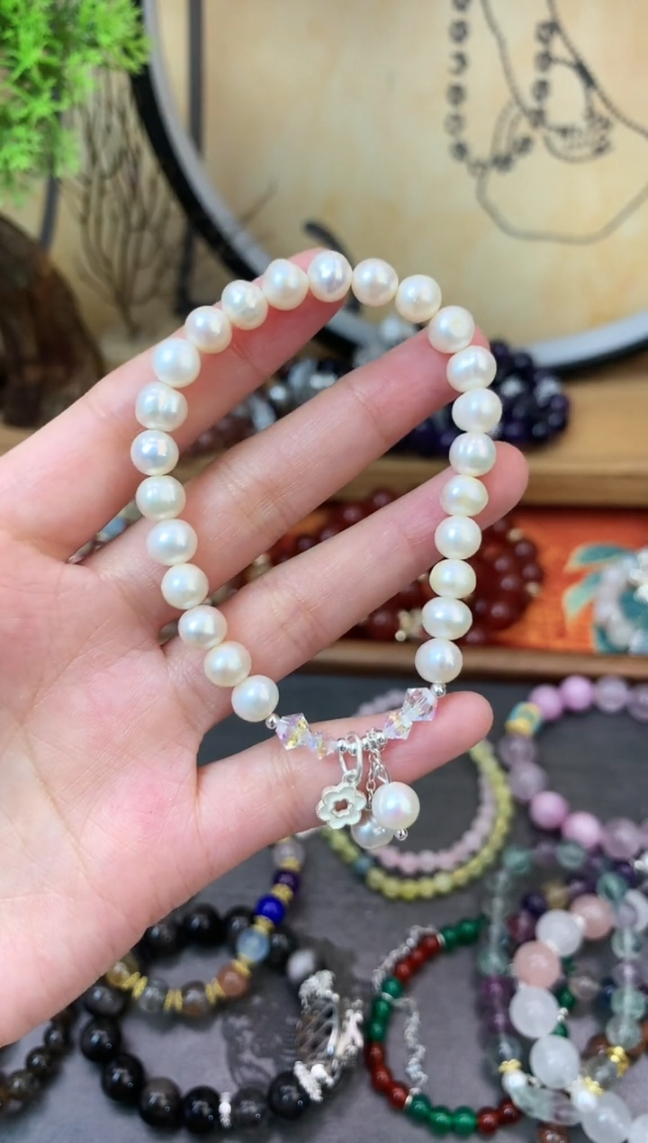 【闪购商品】淡水珍珠手绳银S925镶嵌1381