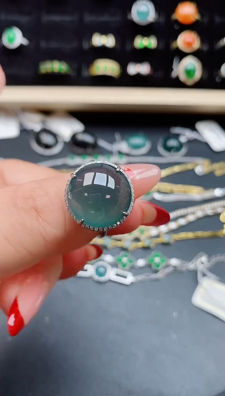 【闪购商品】翡翠戒指银S925镶嵌12121