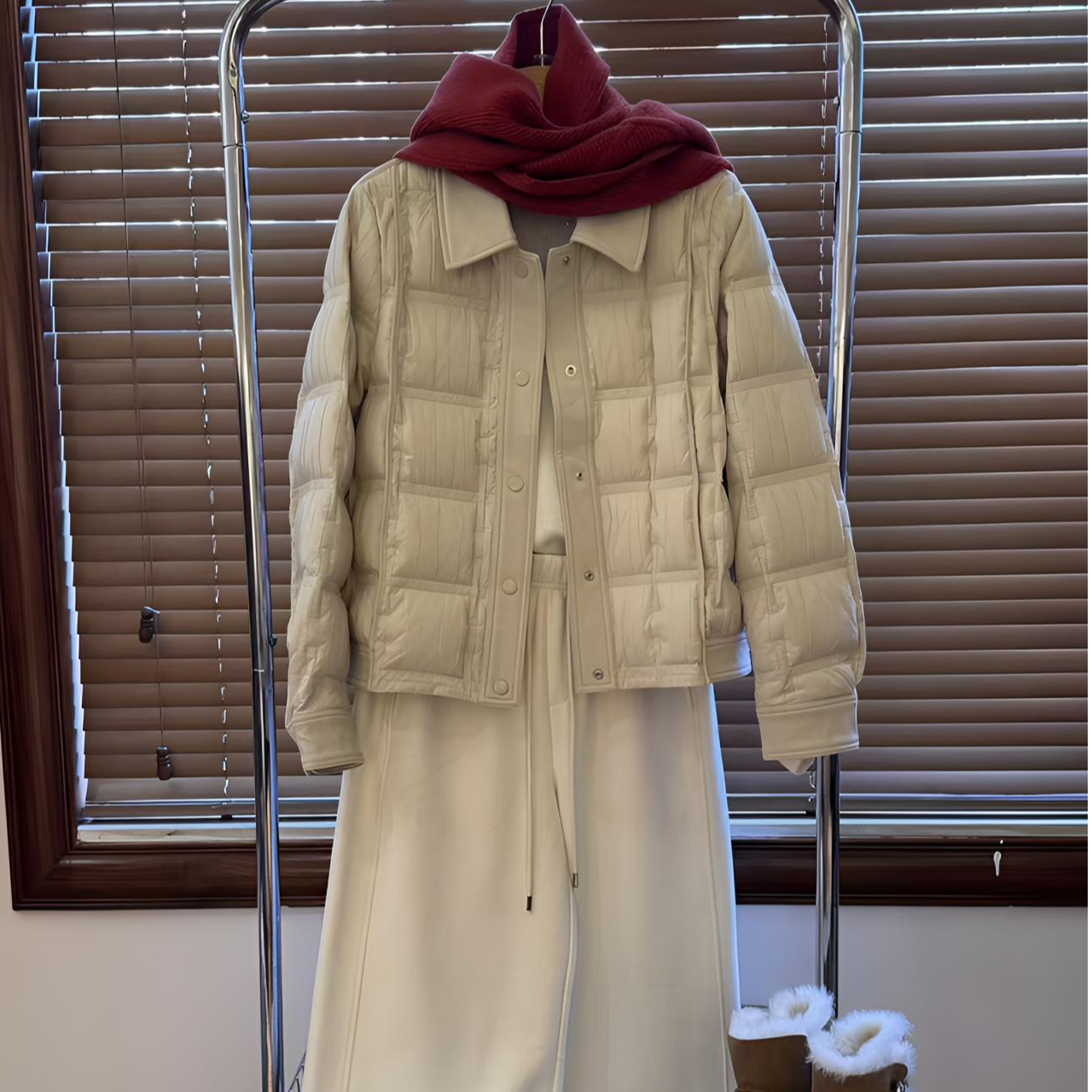 2025冬季新款时尚拼接翻领单排扣鹅绒泡芙羽绒服1122