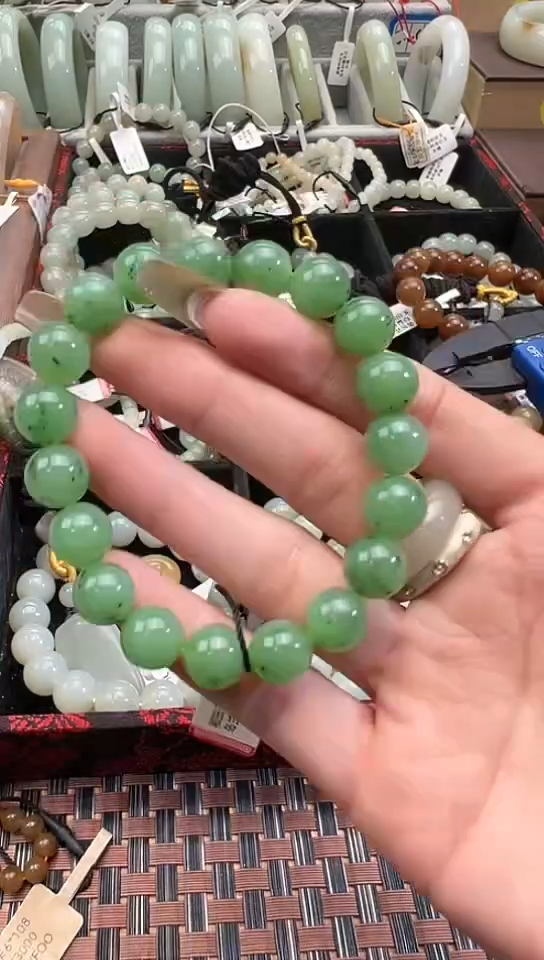 【闪购商品】和田玉手串未镶嵌俄料乌兰海碧玉手串卡10