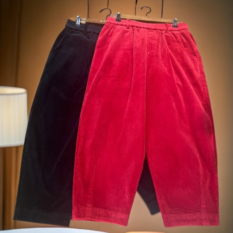 新思维多色条绒裤，上身显瘦舒服时尚秋冬新款宽松百搭休闲复古