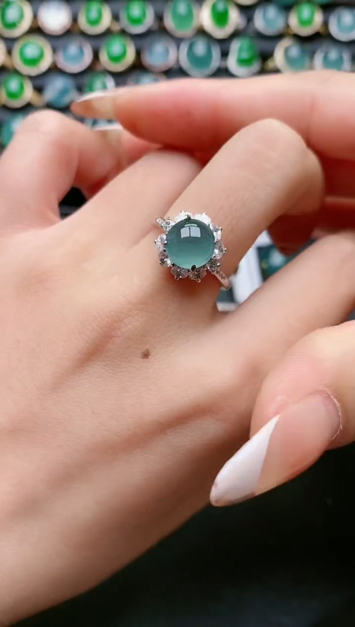 【闪购商品】翡翠戒指银S925镶嵌111111